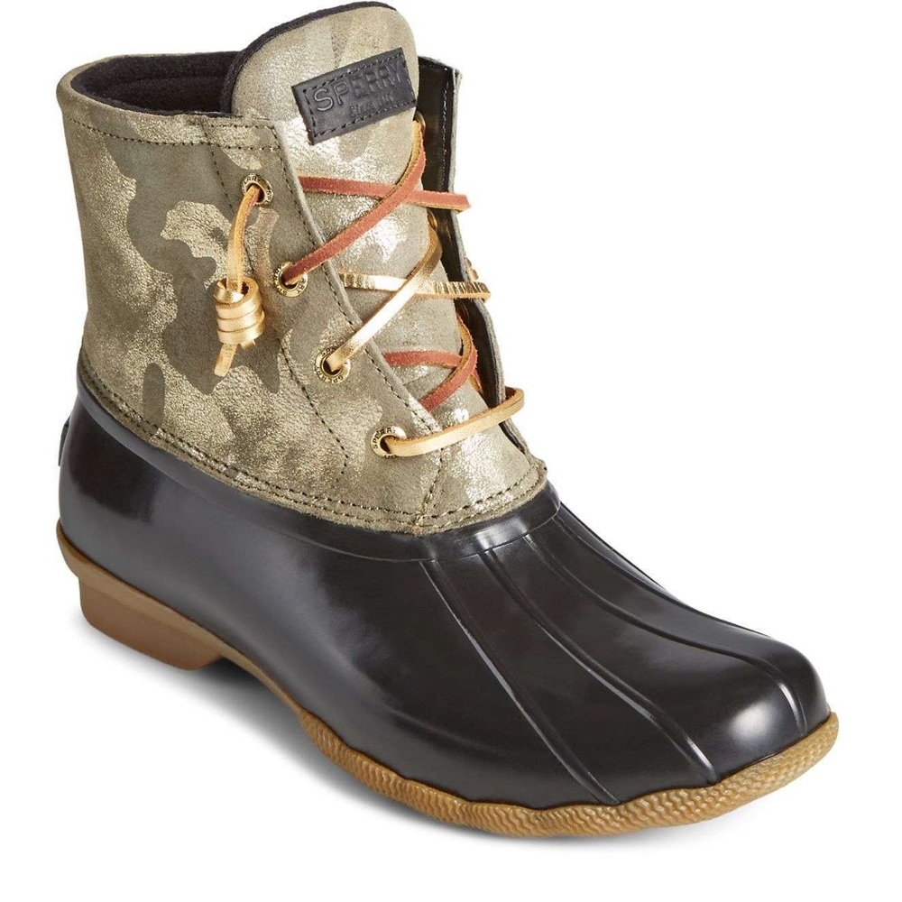 Sperry Women's Winter Boots - Black and Tan - Camo - Metallic